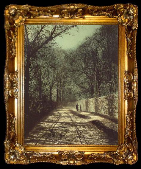 framed  Atkinson Grimshaw Tree Shadows on the Park Wall,Roundhay Park Leeds, ta009-2